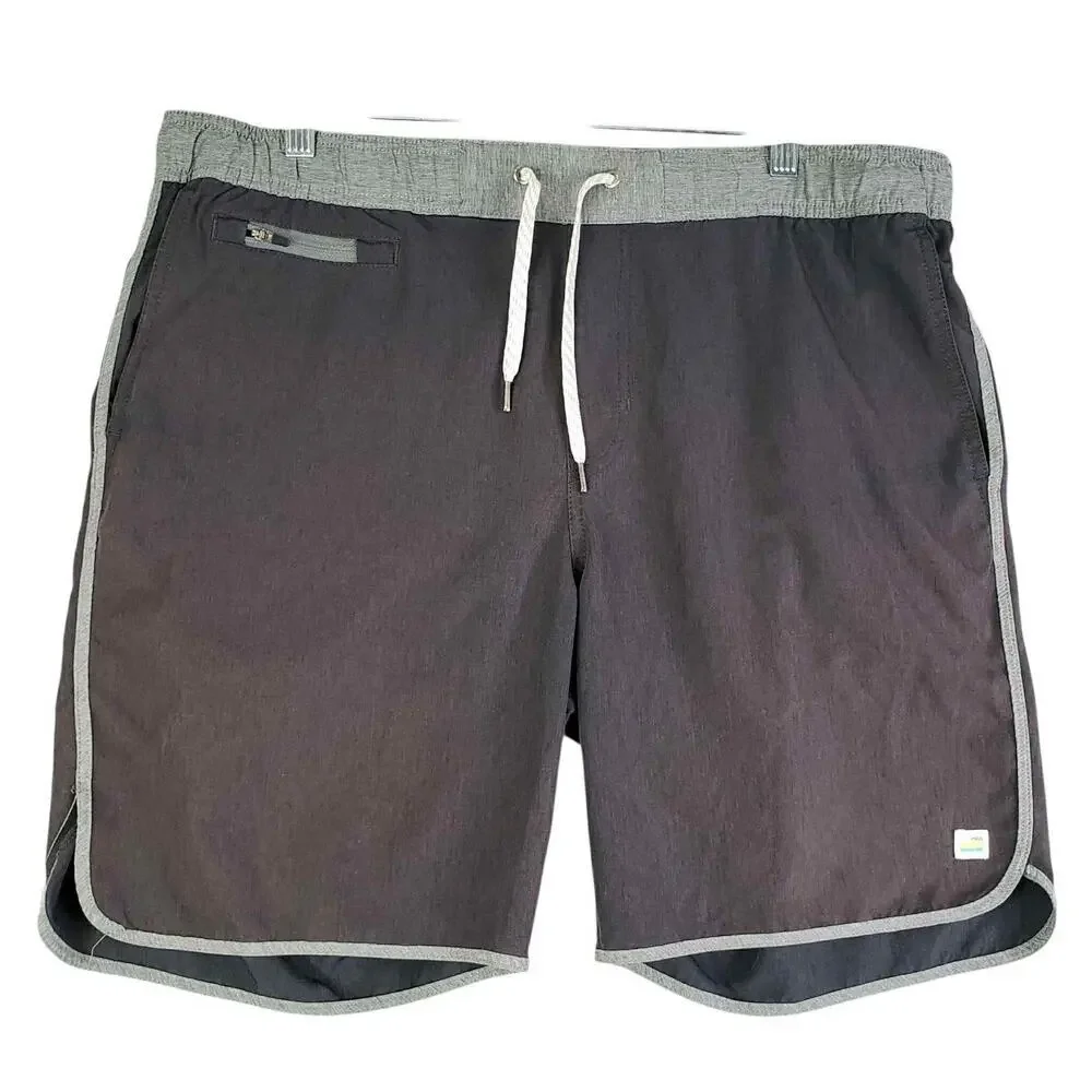Vuori Shorts Gray Banks Elastic Waist Back Zip Pocket Men’s Size 38 ?